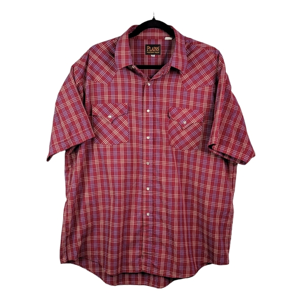 Plains Other - Plains Western Wear Vintage Cowboy Western Ranchwear Plaid Pearl Snap Shirt XL